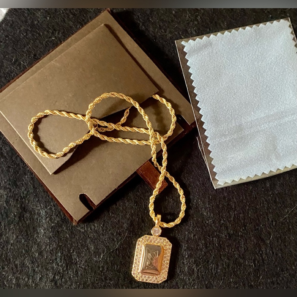 💥S Monogrammed S925 Gold Tone Twist 20” Necklace💥 NIB